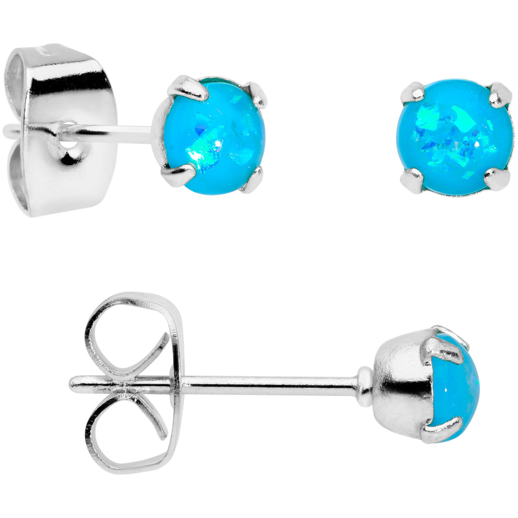 BodyCandy 20G Blue Faux Opal 3mm to 5mm Post Stud Earrings Set of 3 — lifestyle context