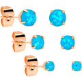 BodyCandy 20G Blue Faux Opal Rose Gold Tone 3mm 5mm Stud Earrings Set of 3 — main product shot