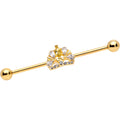 BodyCandy 14G Clear CZ Gem Gold Tone Lavish Crown Industrial Barbell 38mm — main product shot