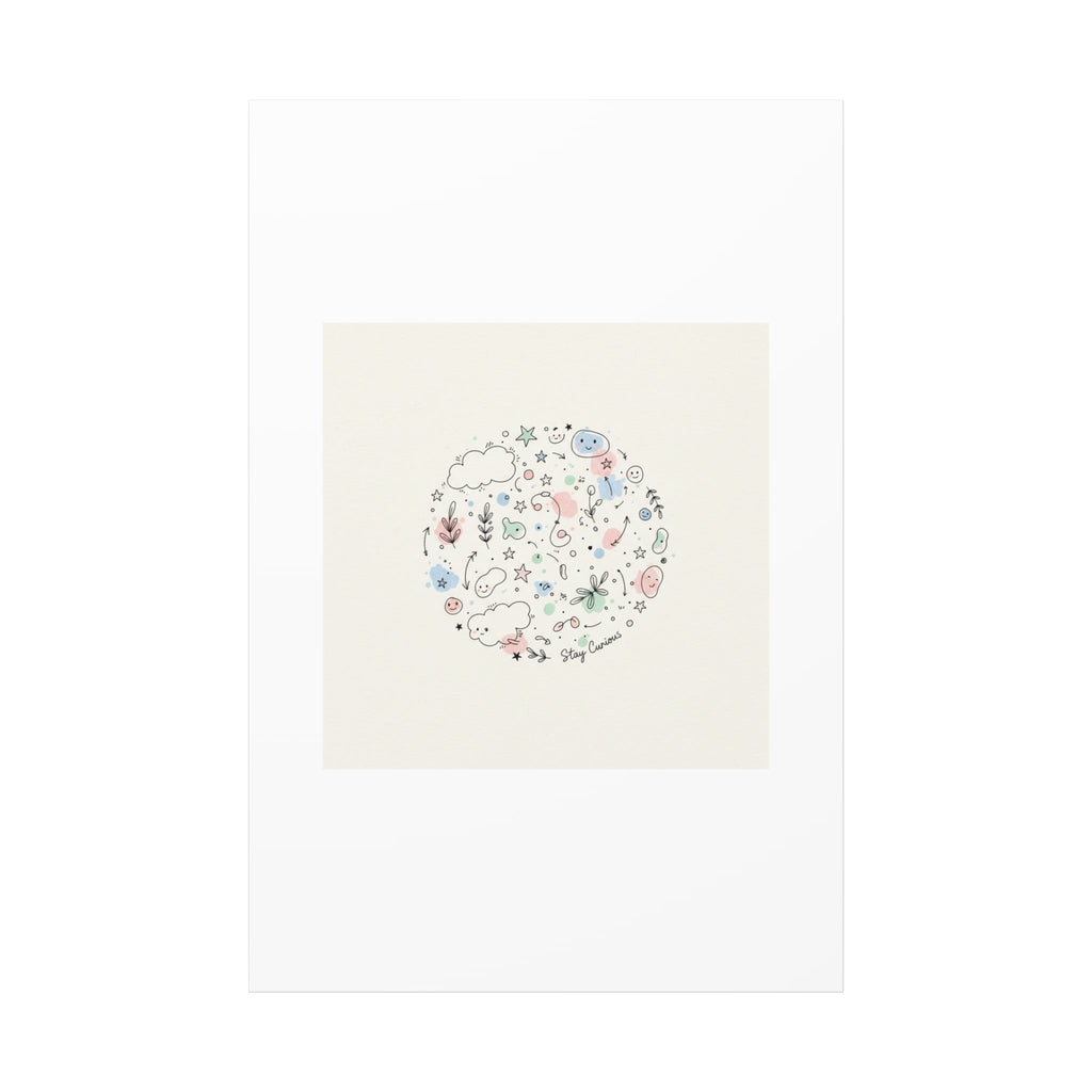 Doodle Circle Line Drawing Matte Canvas, Hand-Drawn Sketch Art