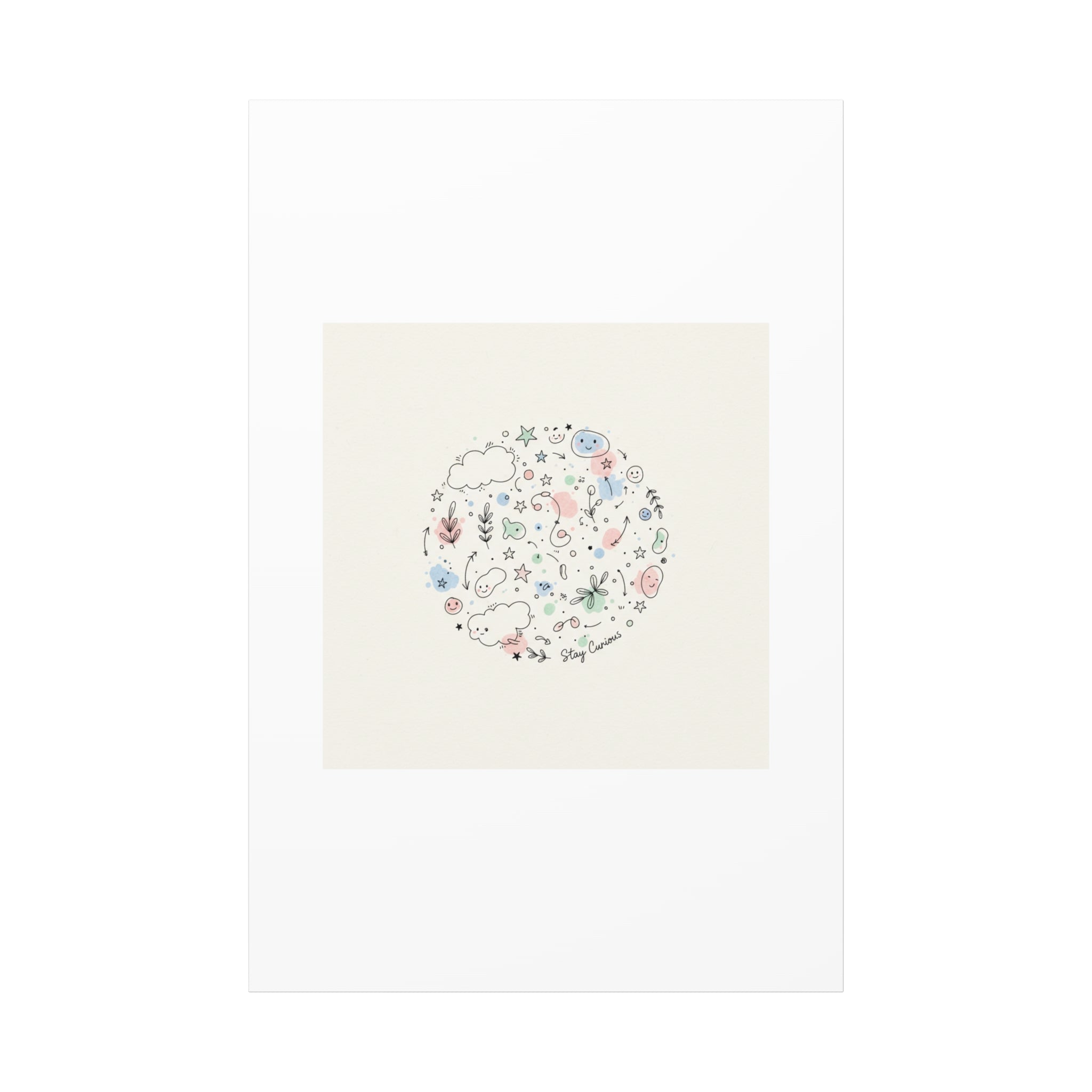 Doodle Circle Line Drawing Matte Canvas, Hand-Drawn Sketch Art