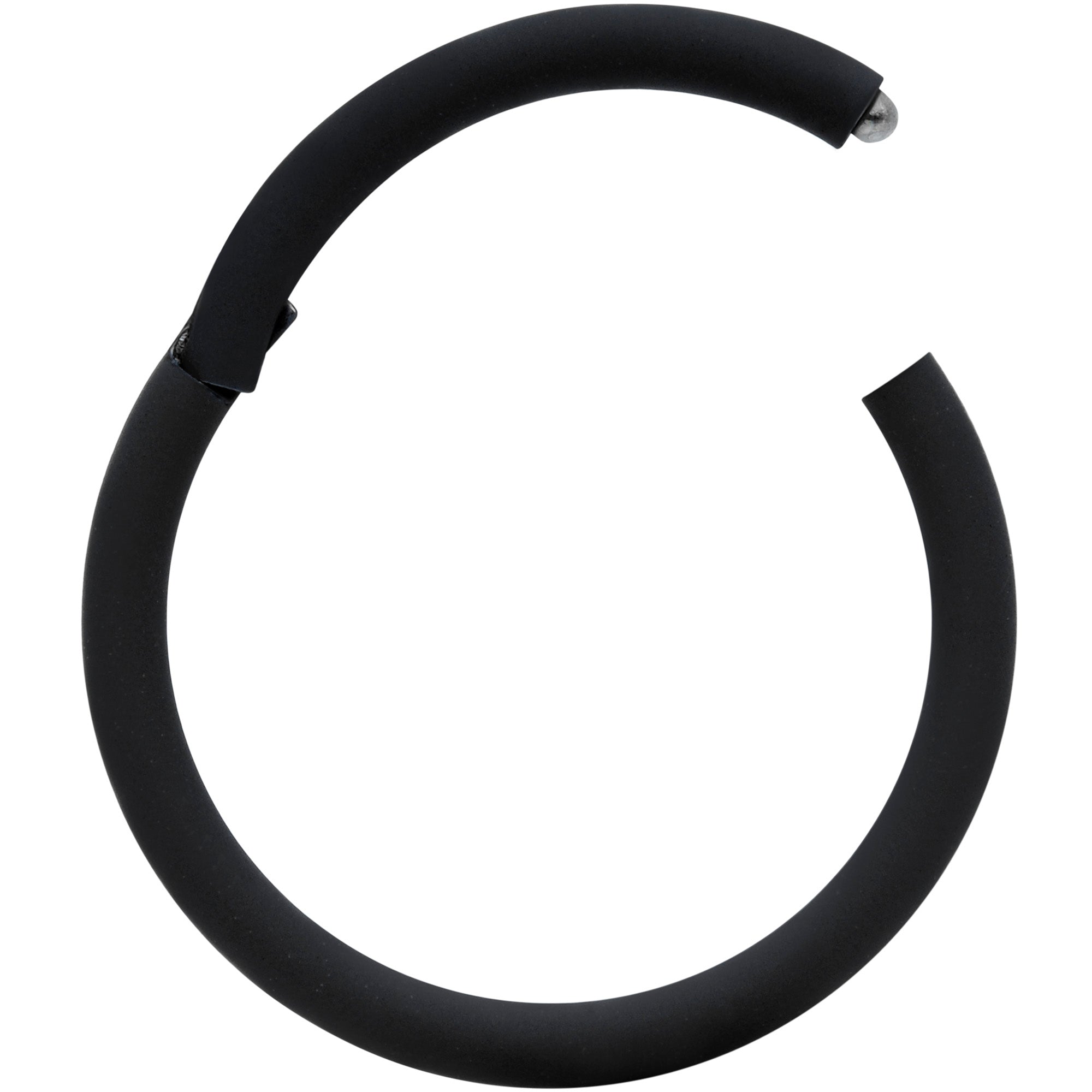 BodyCandy 18G 3/8 Black Matte Cartilage Hinged Segment Ring — detail close-up