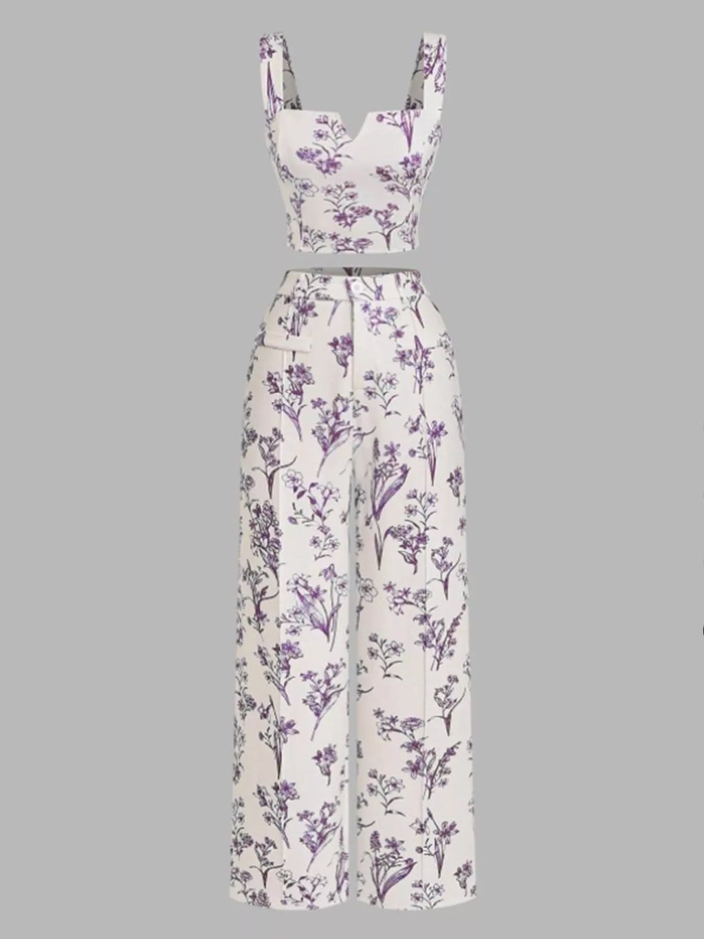 Floral Print Cami Top & Wide Leg Pants Set