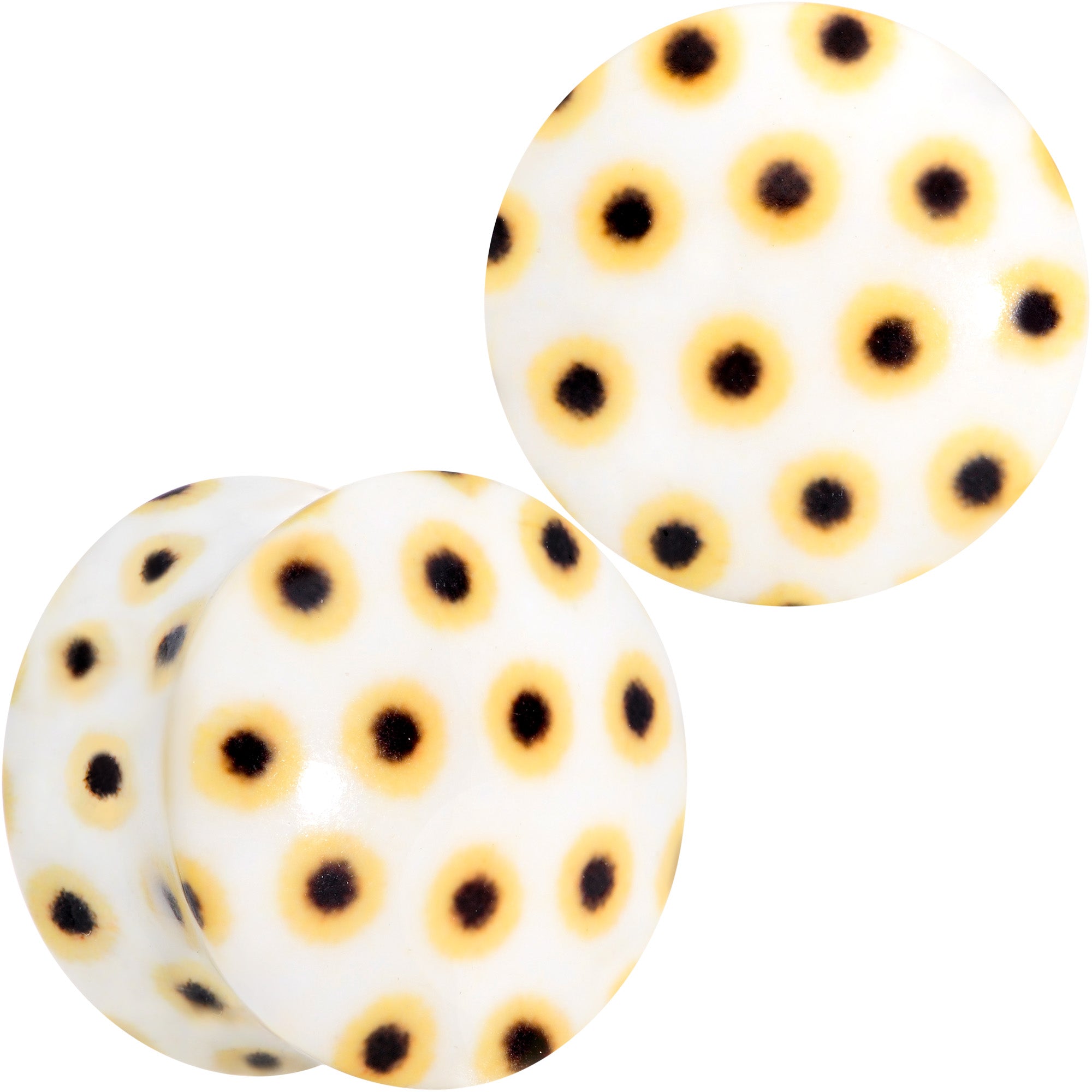 BodyCandy White Acrylic Scores of Sunflowers Double Flare Plug Set — product on model