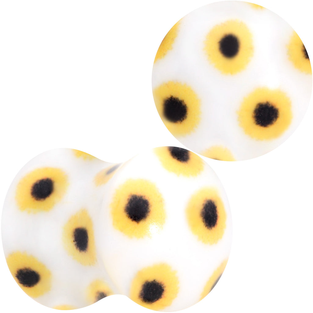 BodyCandy White Acrylic Scores of Sunflowers Double Flare Plug Set — alternative angle