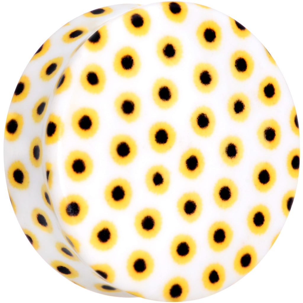 BodyCandy White Acrylic Scores of Sunflowers Double Flare Plug Set — lifestyle context