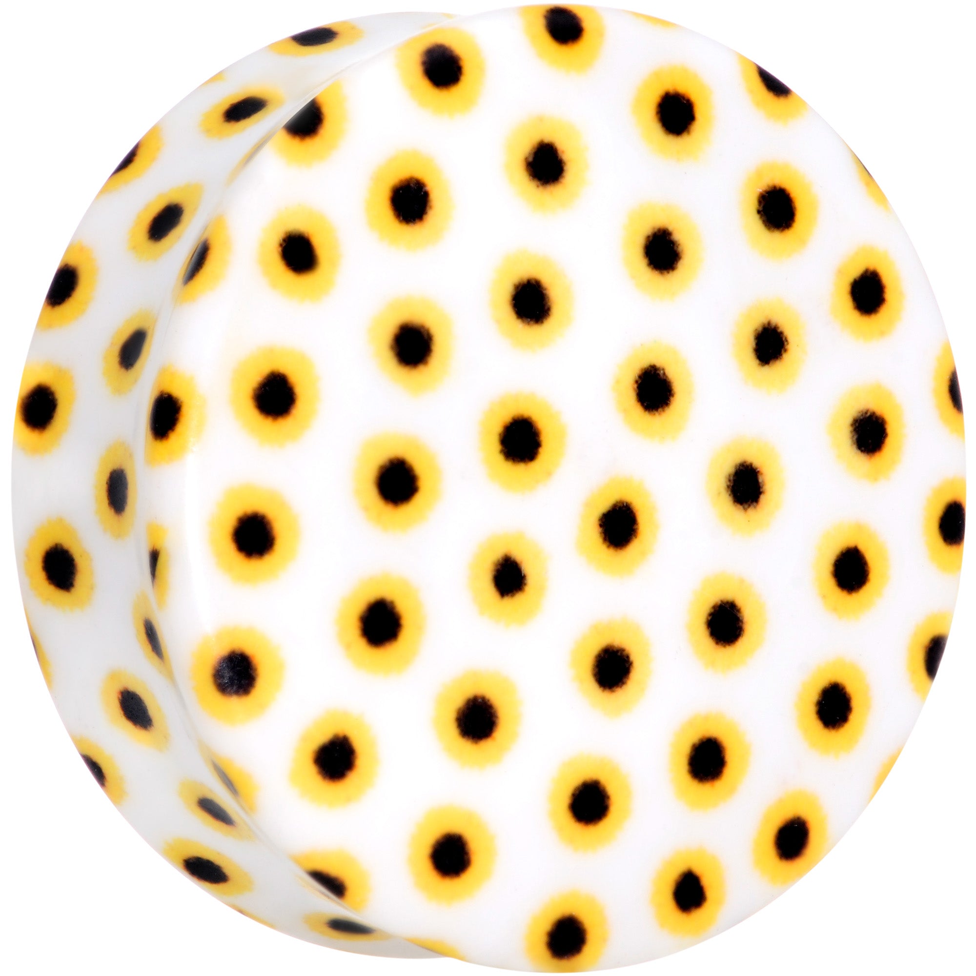 BodyCandy White Acrylic Scores of Sunflowers Double Flare Plug Set — lifestyle context