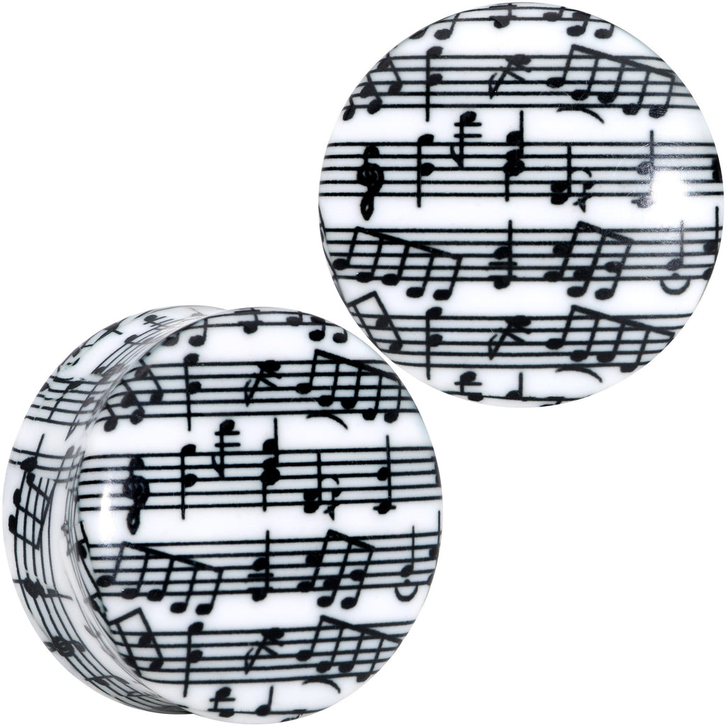 BodyCandy Black White Acrylic Music Notes Double Flare Plug Set — lifestyle context
