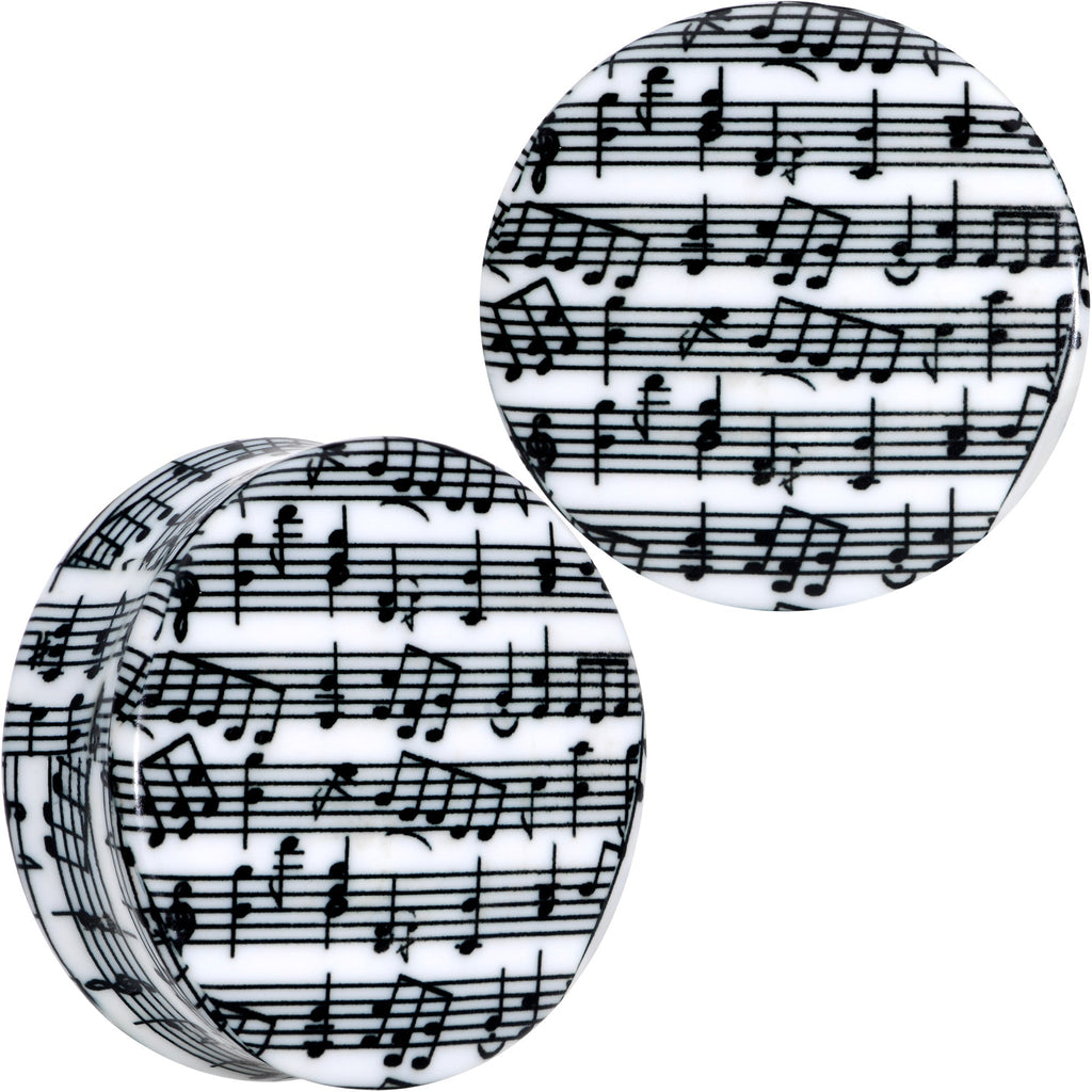 BodyCandy Black White Acrylic Music Notes Double Flare Plug Set — alternative angle