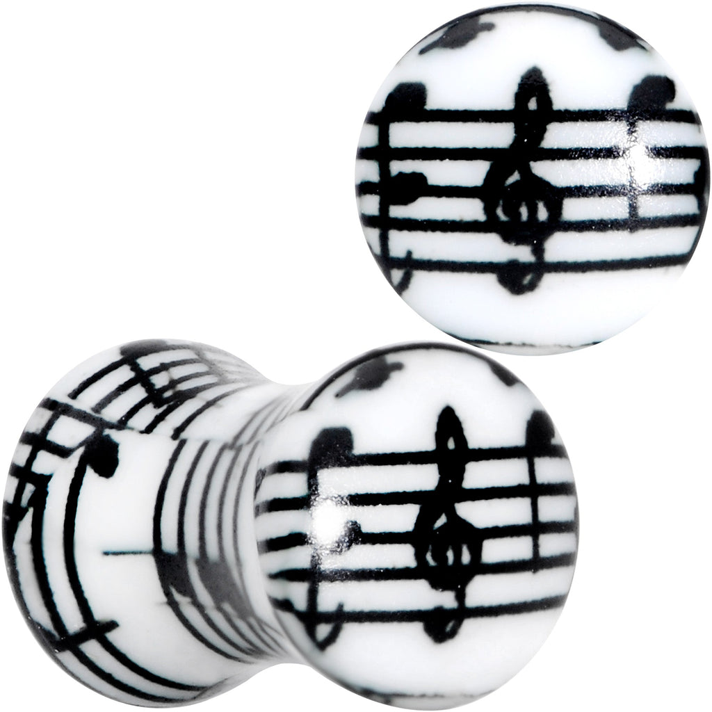 BodyCandy Black White Acrylic Music Notes Double Flare Plug Set — packaging