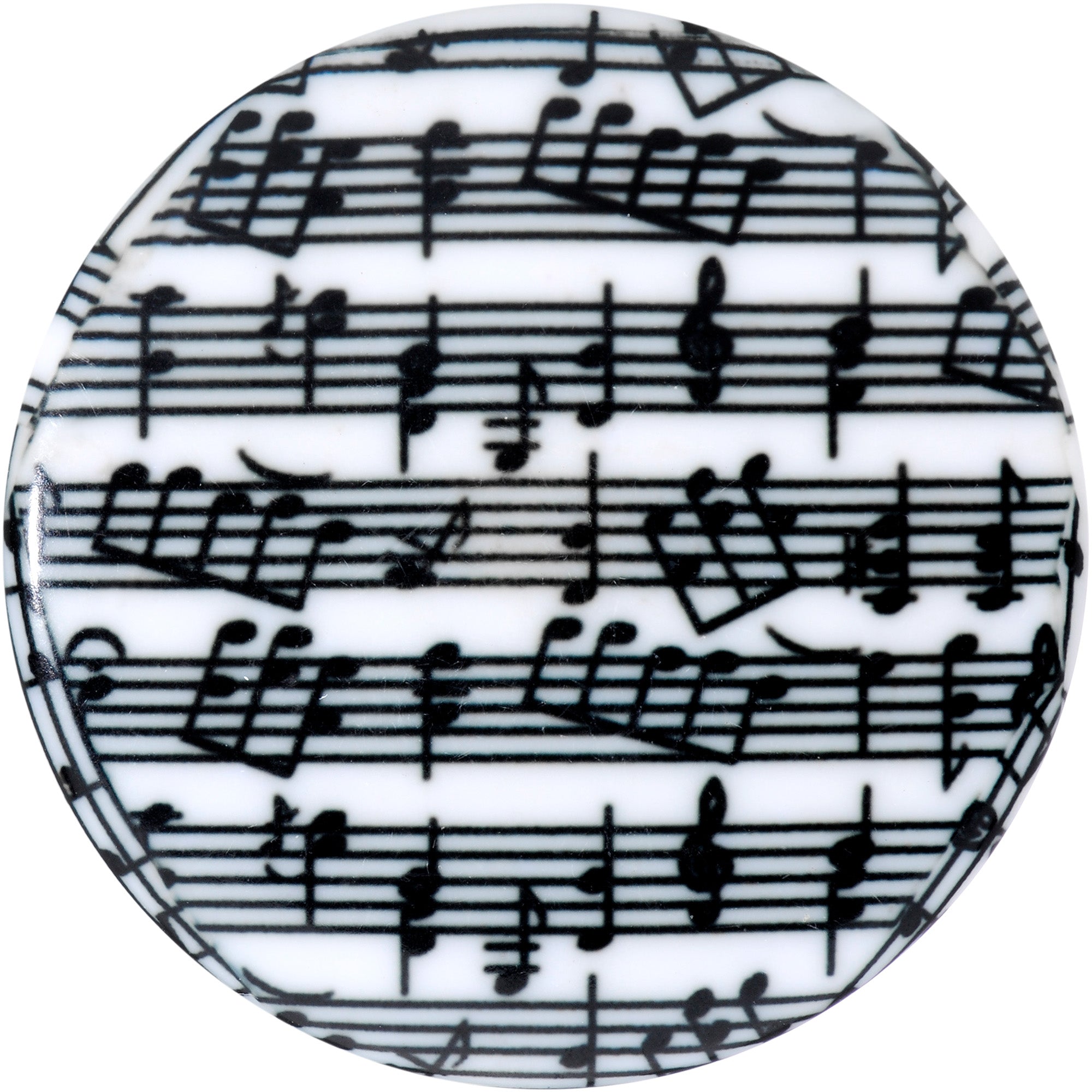 BodyCandy Black White Acrylic Music Notes Double Flare Plug Set — side view