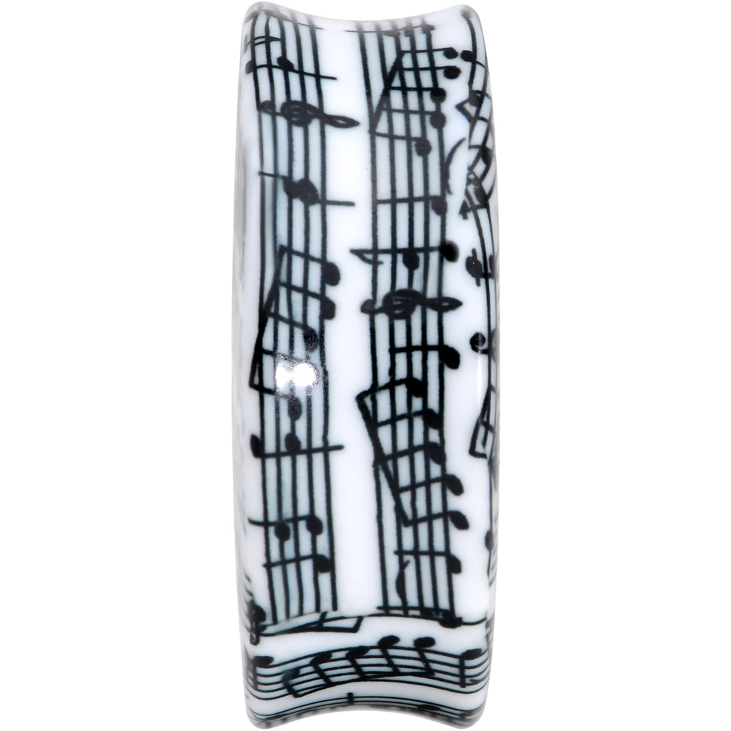 BodyCandy Black White Acrylic Music Notes Double Flare Plug Set — back view