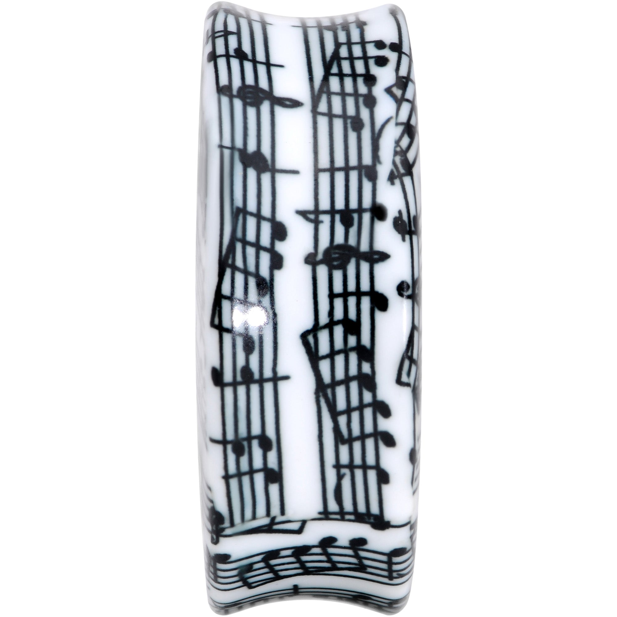BodyCandy Black White Acrylic Music Notes Double Flare Plug Set — back view