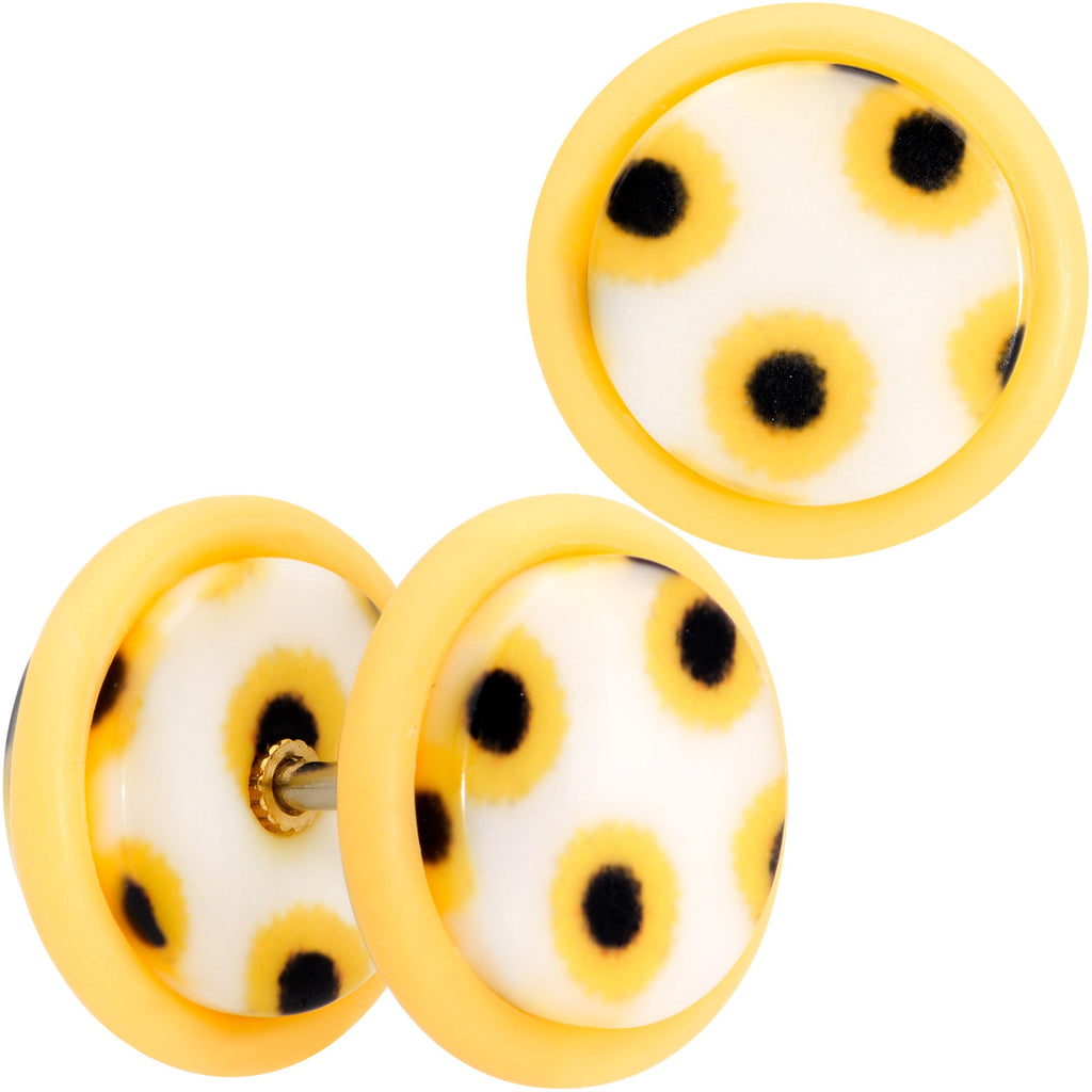 BodyCandy Yellow White Scores of Sunflowers Cheater Plug Set — main product shot