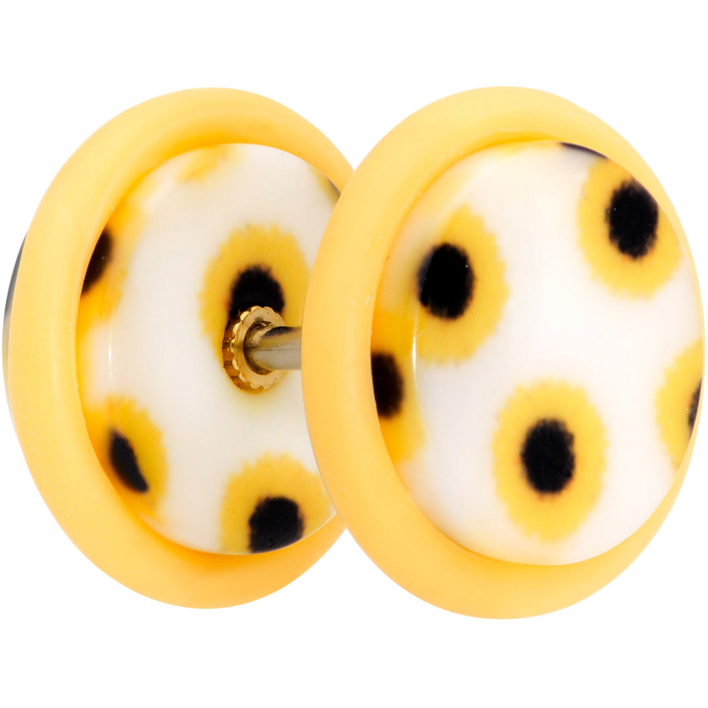 BodyCandy Yellow White Scores of Sunflowers Cheater Plug Set — detail close-up