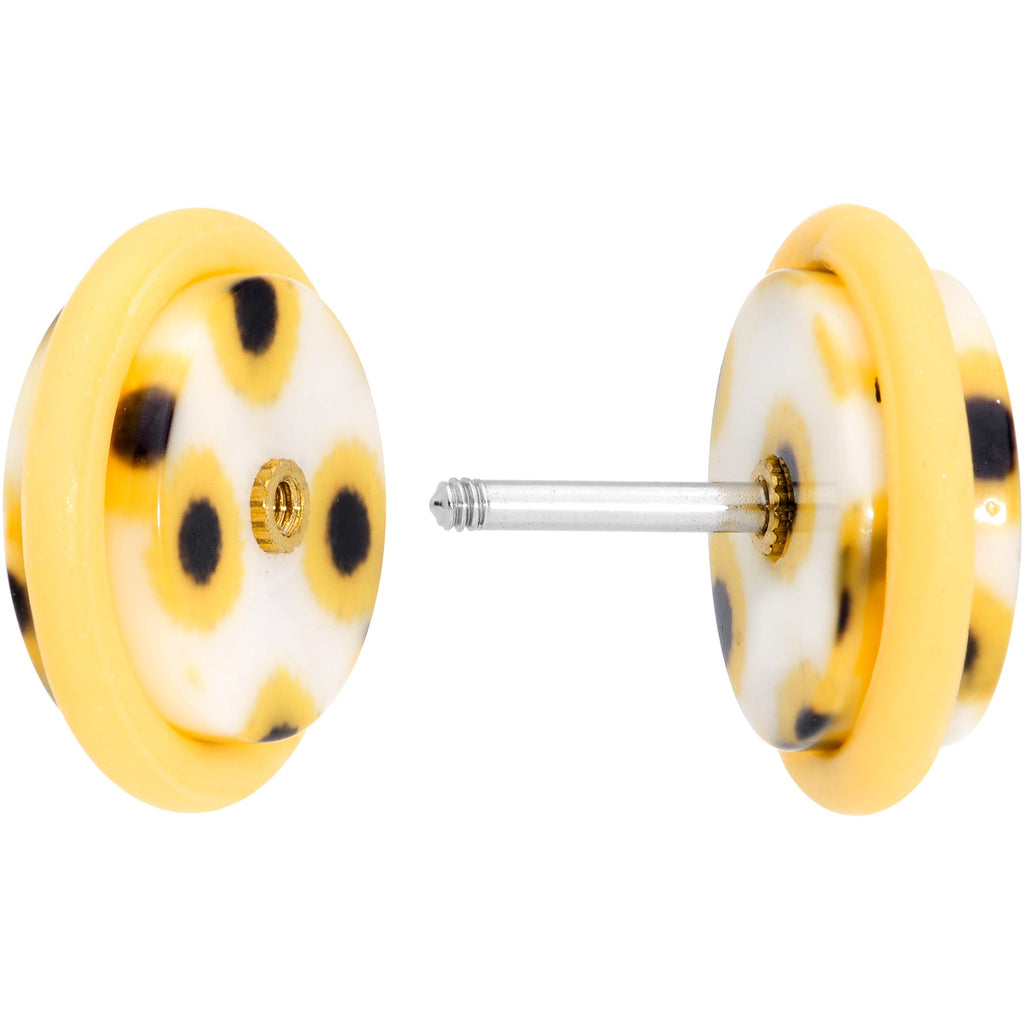 BodyCandy Yellow White Scores of Sunflowers Cheater Plug Set — back view
