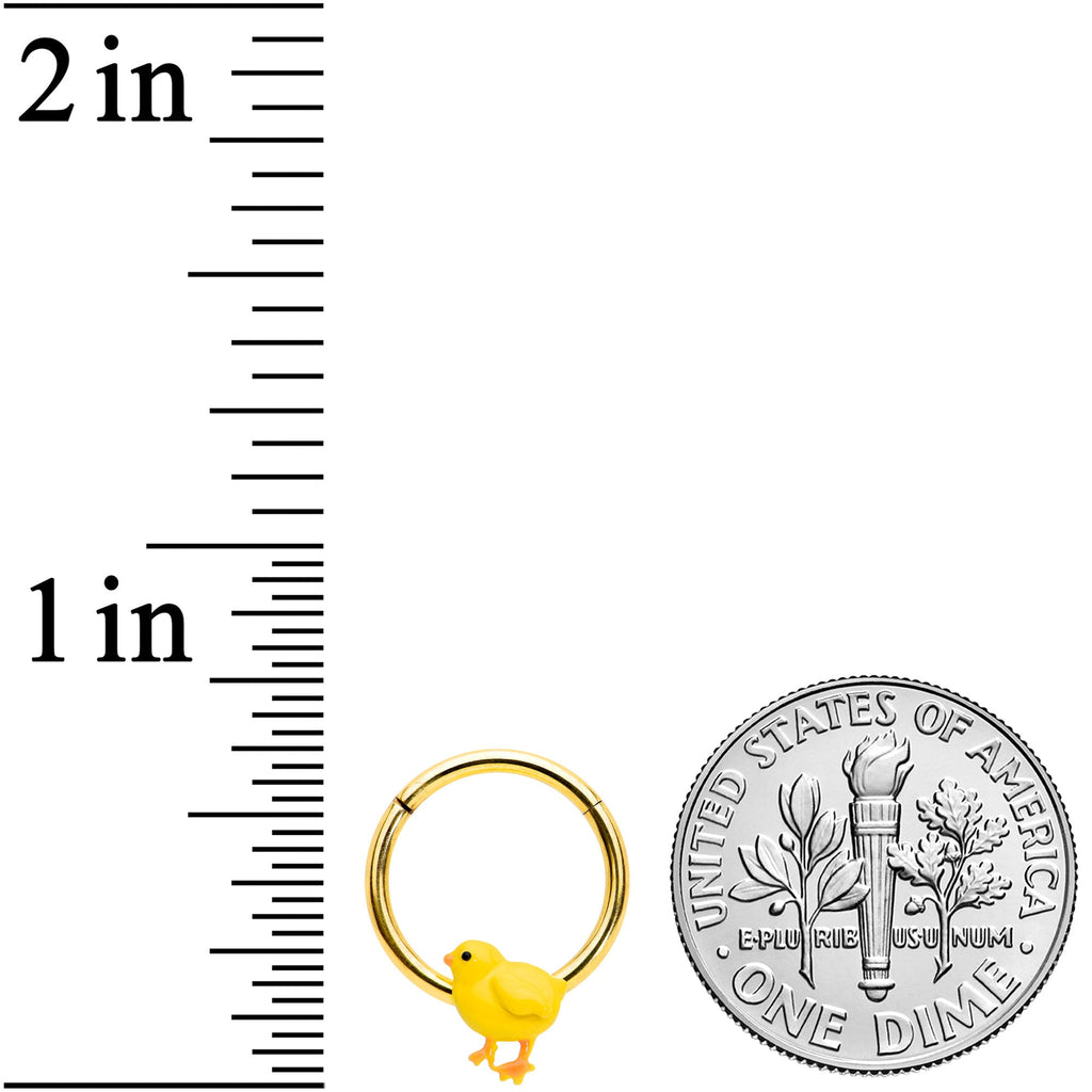 BodyCandy 16G 3/8 Gold Tone Yellow Easter Chick Hinged Segment Ring — lifestyle context