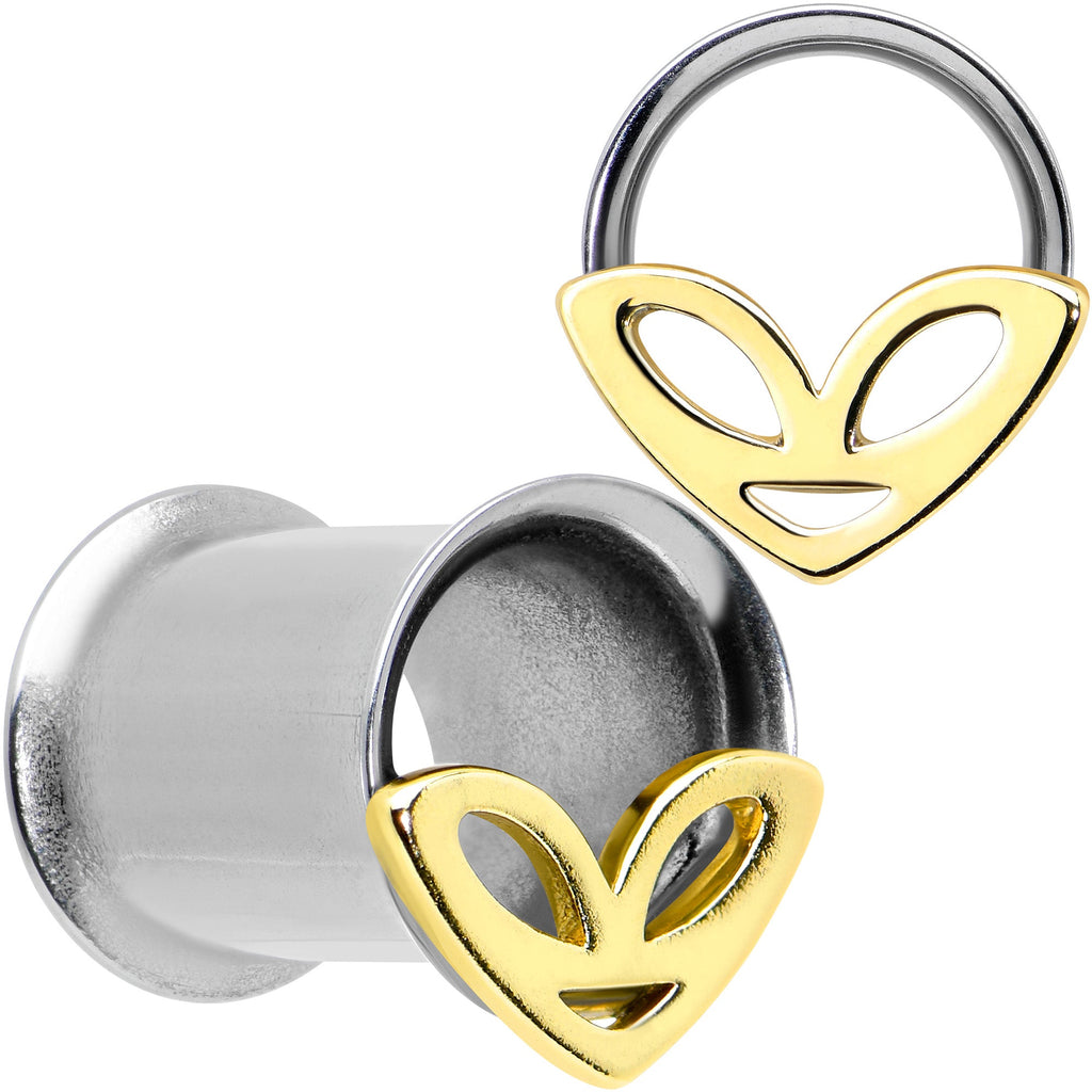 BodyCandy Two Tone Alien Face Double Flare Tunnel Plug Set — alternative angle
