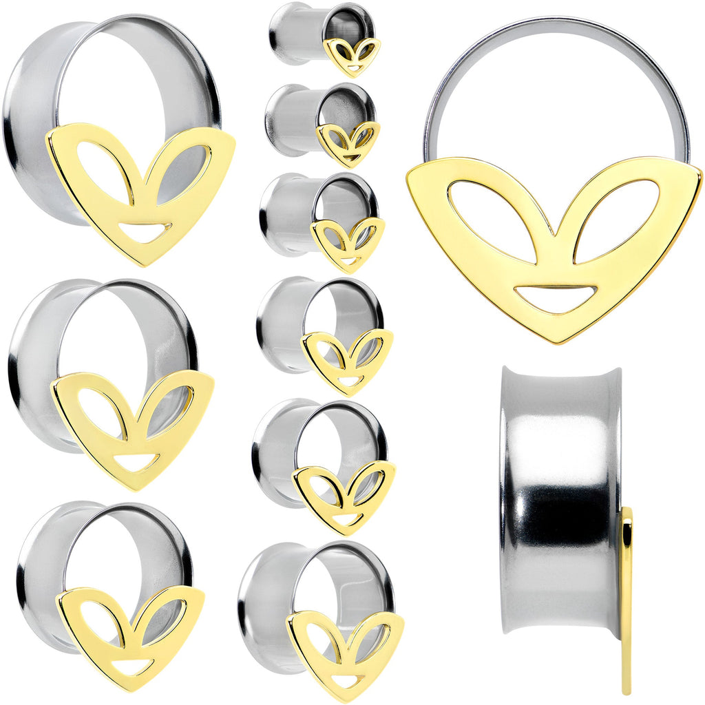 BodyCandy Two Tone Alien Face Double Flare Tunnel Plug Set — main product shot