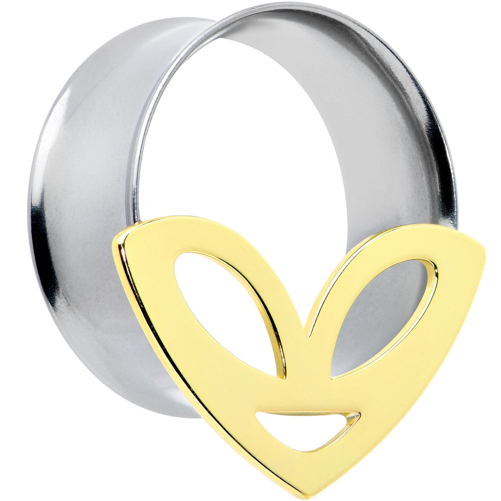 BodyCandy Two Tone Alien Face Double Flare Tunnel Plug Set — lifestyle context