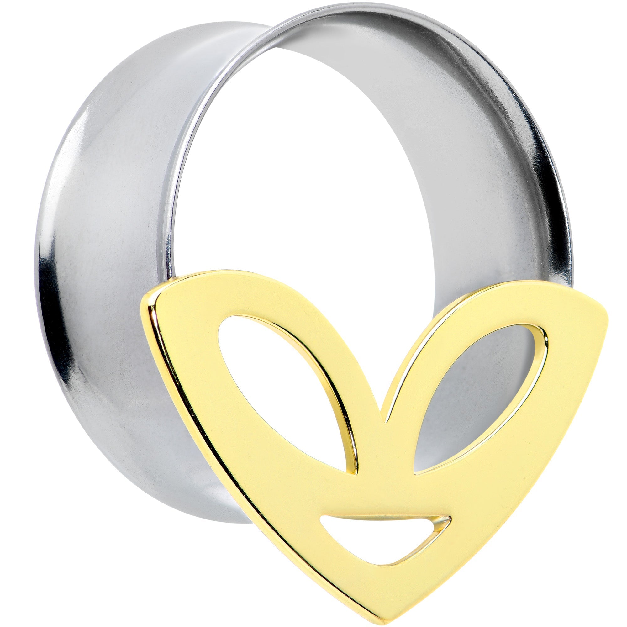 BodyCandy Two Tone Alien Face Double Flare Tunnel Plug Set — lifestyle context