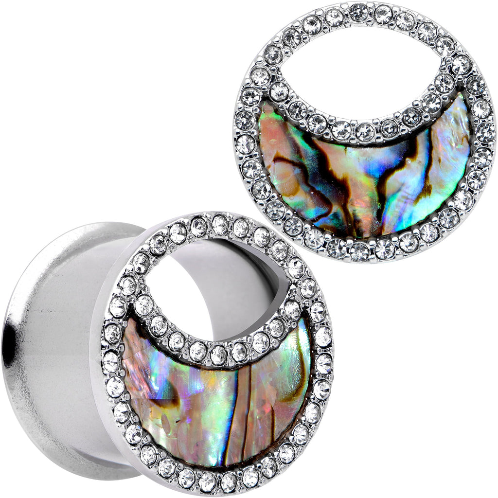 BodyCandy Clear Gem Iridescent Crescent Moon Tunnel Plug Set — packaging