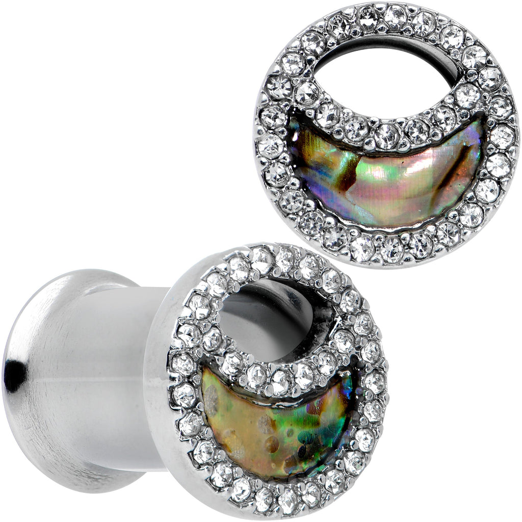 BodyCandy Clear Gem Iridescent Crescent Moon Tunnel Plug Set — alternative angle