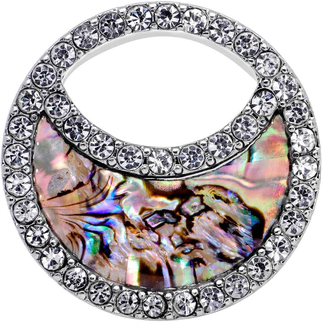 BodyCandy Clear Gem Iridescent Crescent Moon Tunnel Plug Set — side view