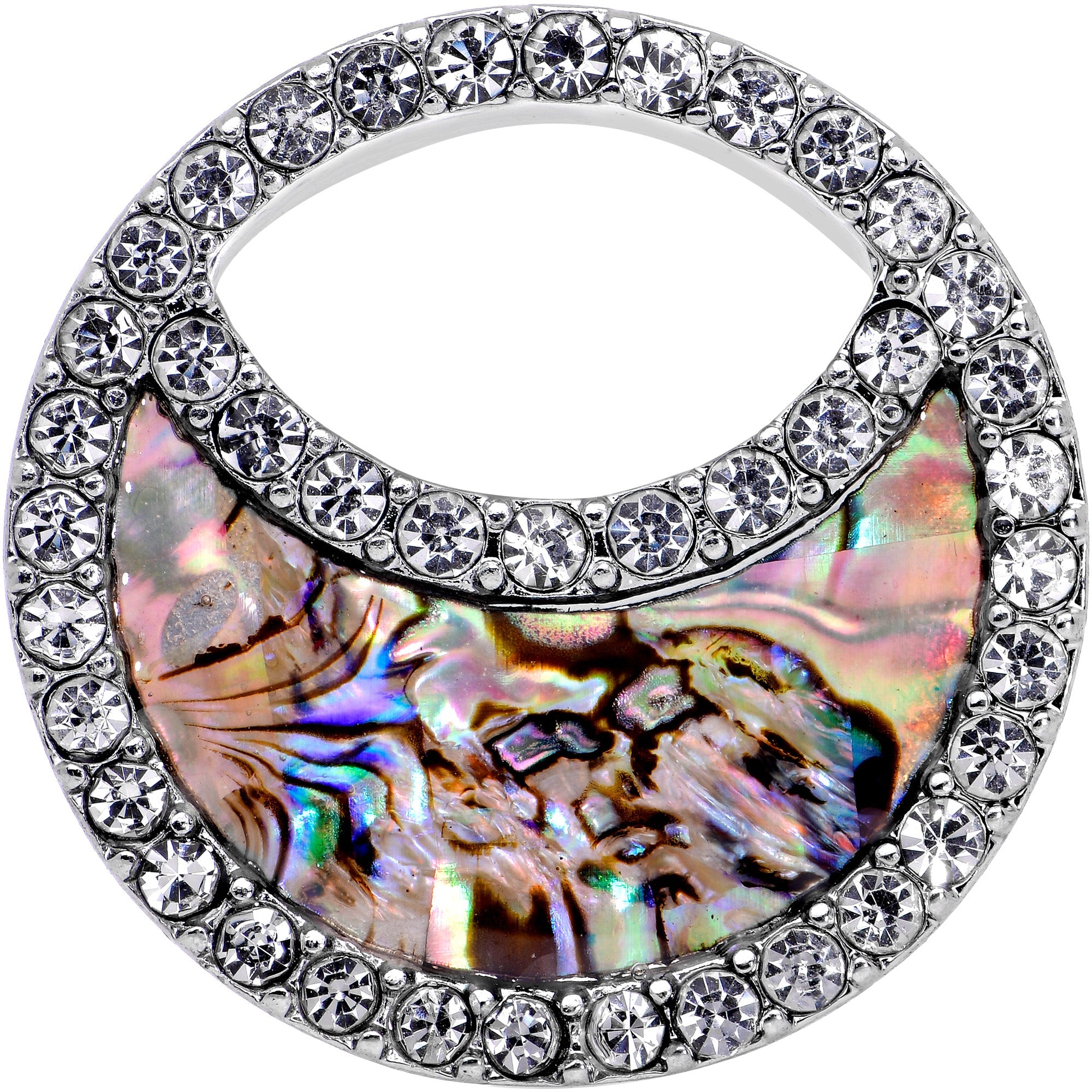 BodyCandy Clear Gem Iridescent Crescent Moon Tunnel Plug Set — side view