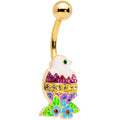 BodyCandy Clear Purple Blue Gem Gold Tone Hatched Chick Easter Egg Belly Ring — main product shot