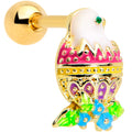 BodyCandy 16G 1/4 Gold Tone Yellow Pink Hatched Easter Chick Tragus Earring — main product shot