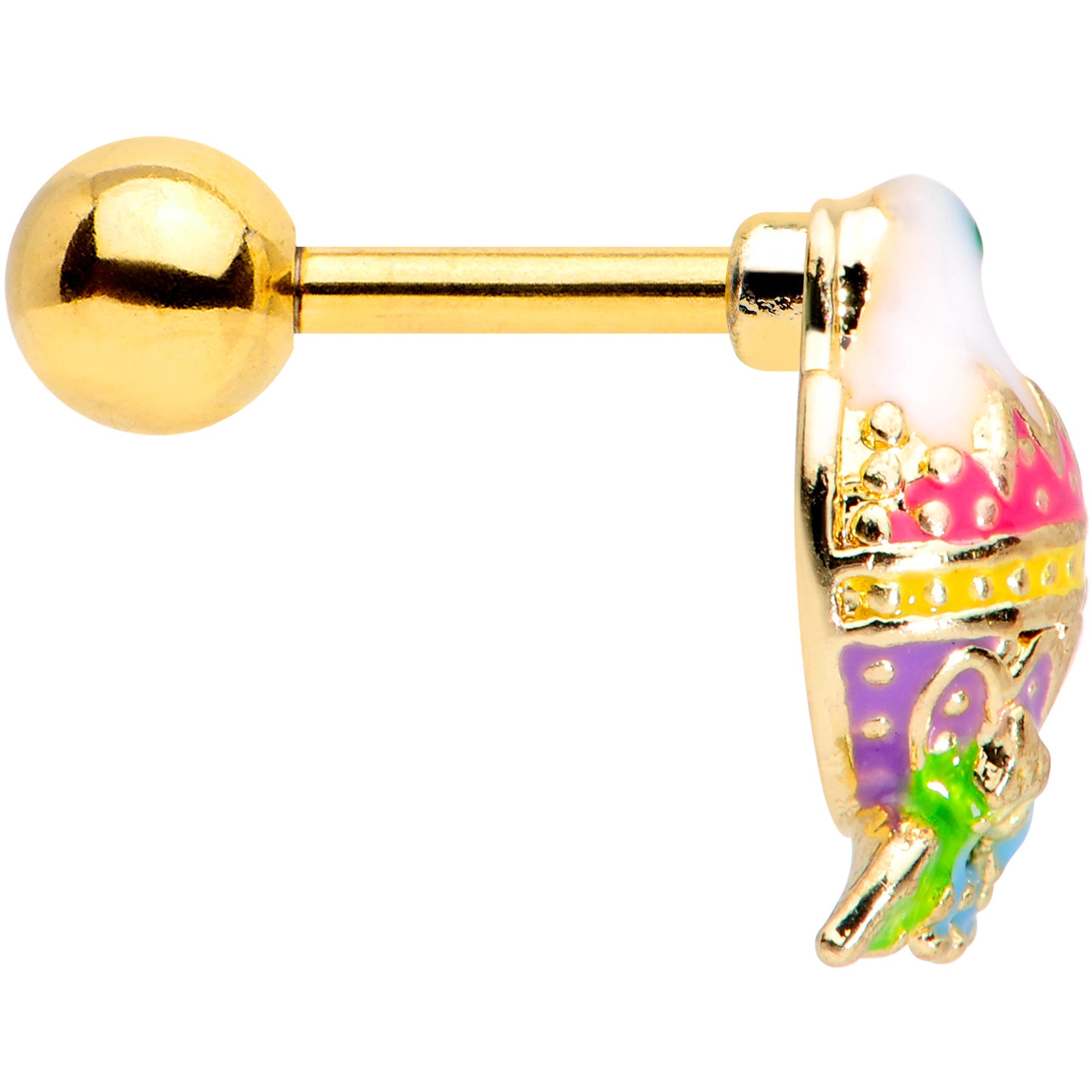 BodyCandy 16G 1/4 Gold Tone Yellow Pink Hatched Easter Chick Tragus Earring — lifestyle context