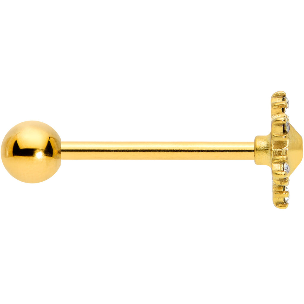 BodyCandy Clear CZ Gem Gold Tone Sweet Snowflake Christmas Barbell Tongue Ring — lifestyle context