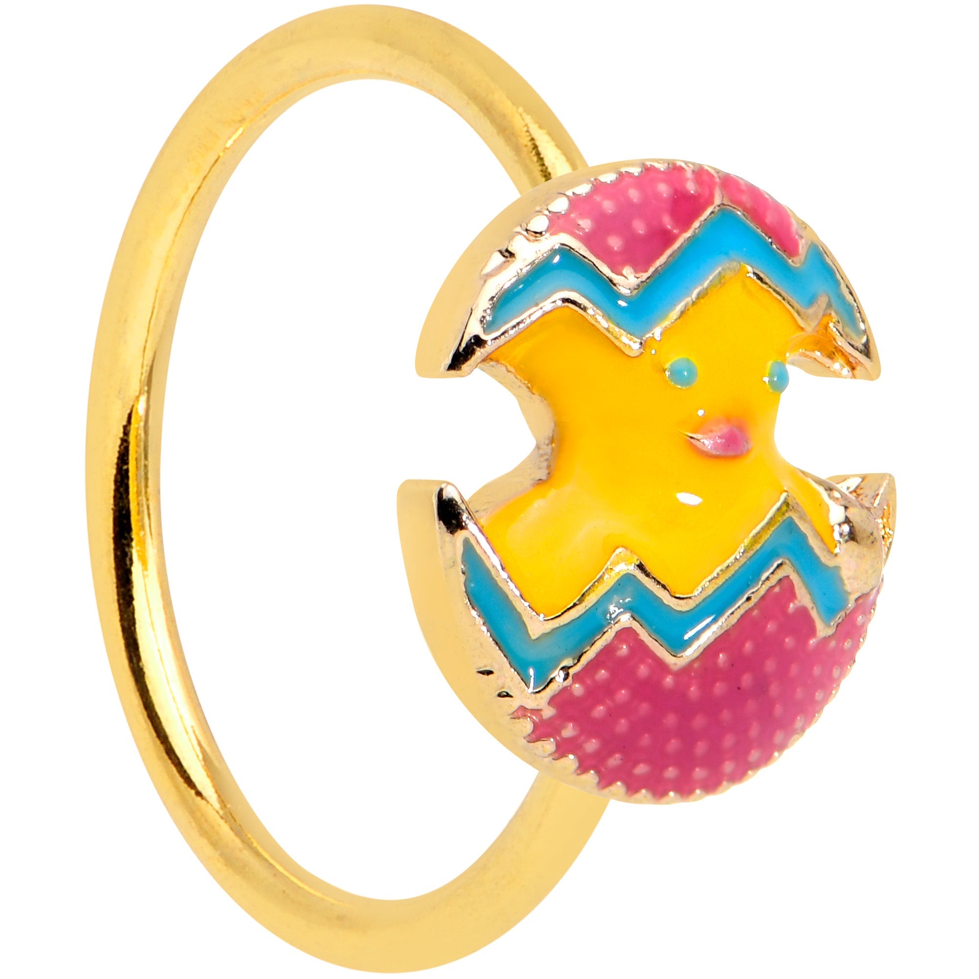 BodyCandy 20G 5/16 Gold Tone Fancy Easter Chick Nose Hoop — main product shot