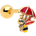 BodyCandy 16G 1/4 Gold Tone Rainy Day Umbrella Bee Cartilage Tragus Earring — main product shot