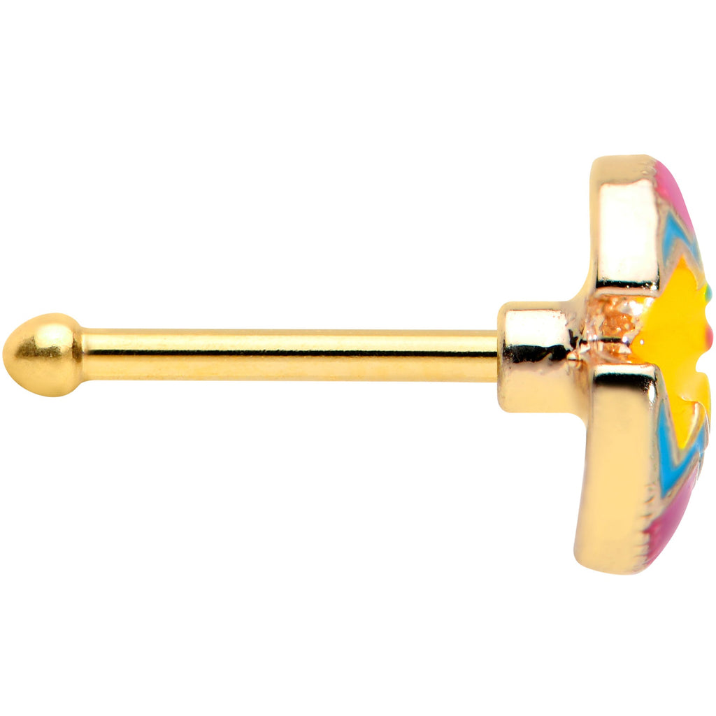 BodyCandy 20G 1/4 Gold Tone Fancy Painted Easter Chick Nose Bone — lifestyle context