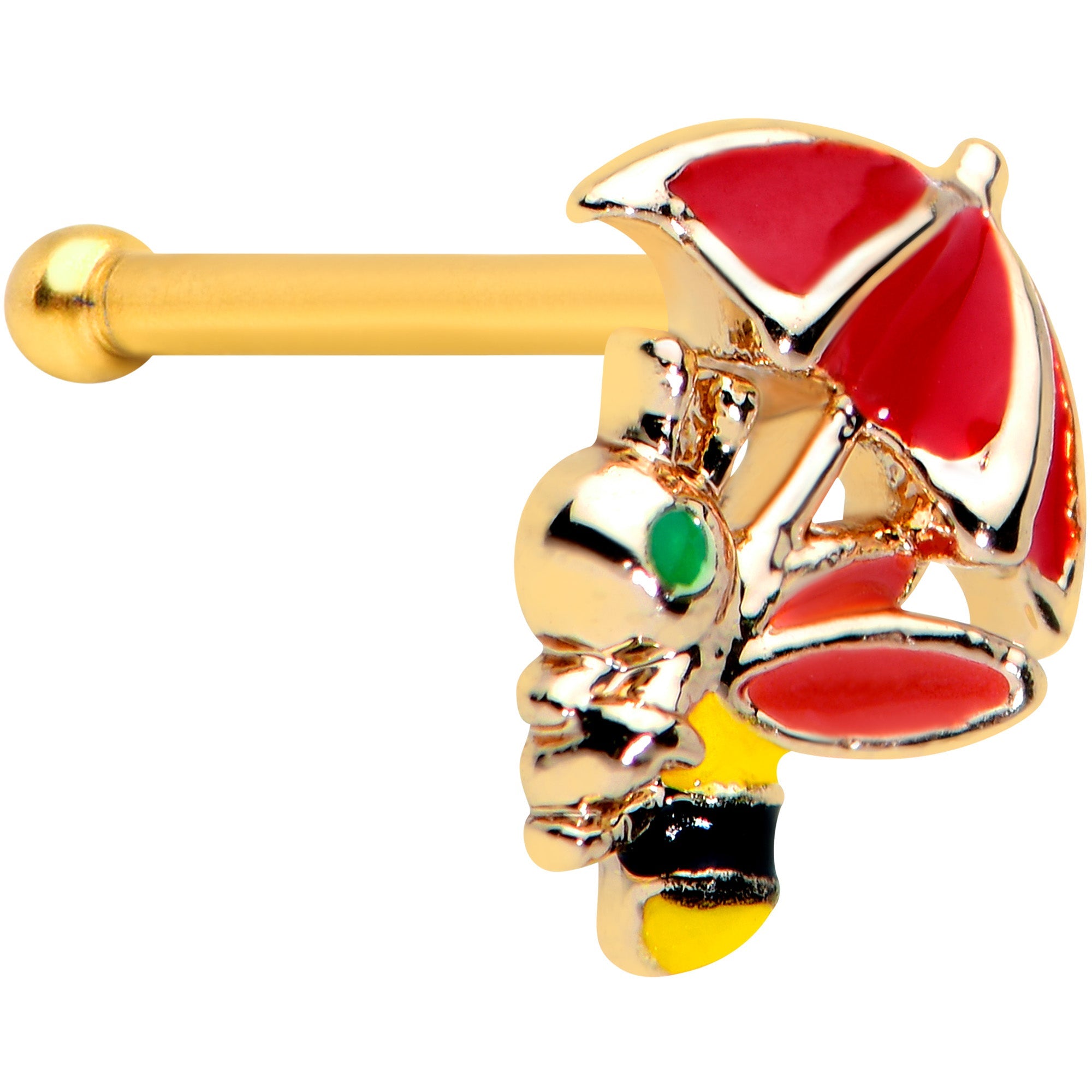 BodyCandy 20G 1/4 Gold Tone Rainy Day Umbrella Bee Nose Bone — main product shot