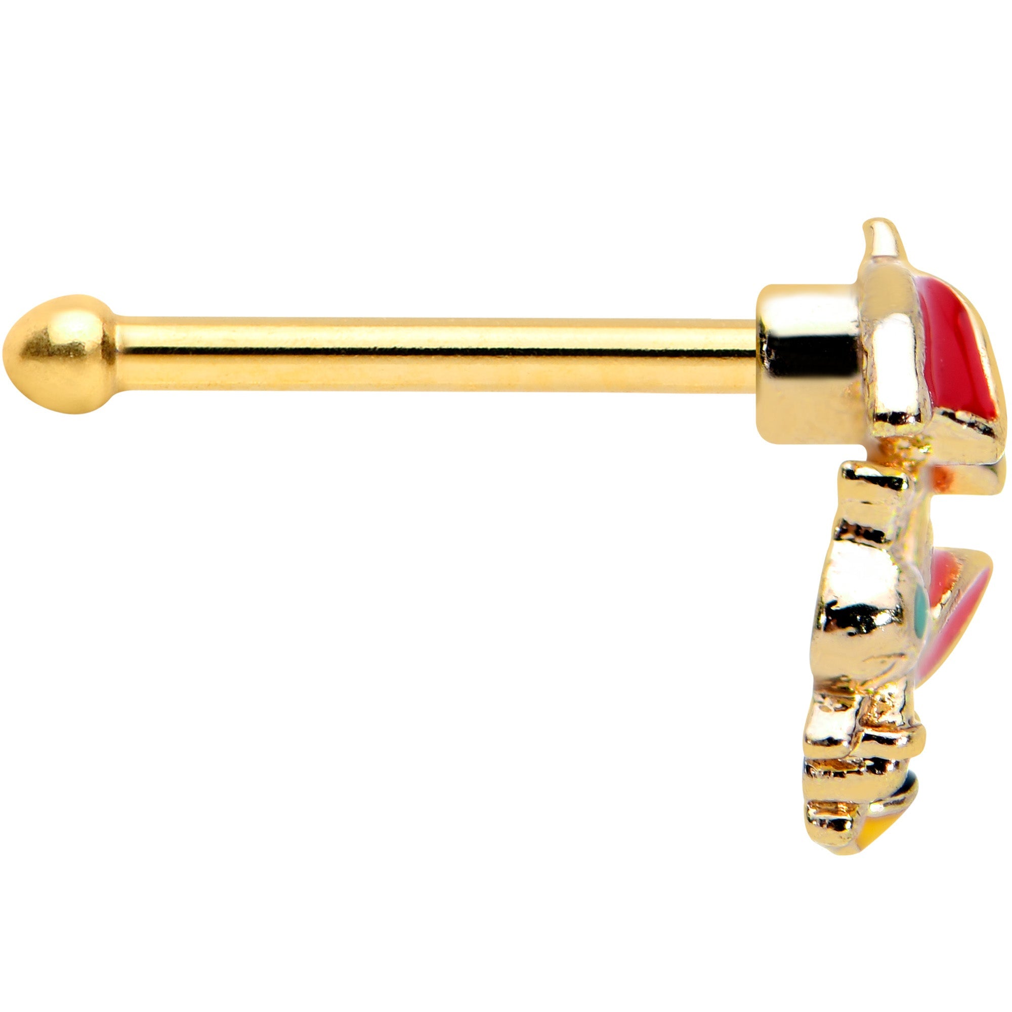 BodyCandy 20G 1/4 Gold Tone Rainy Day Umbrella Bee Nose Bone — lifestyle context