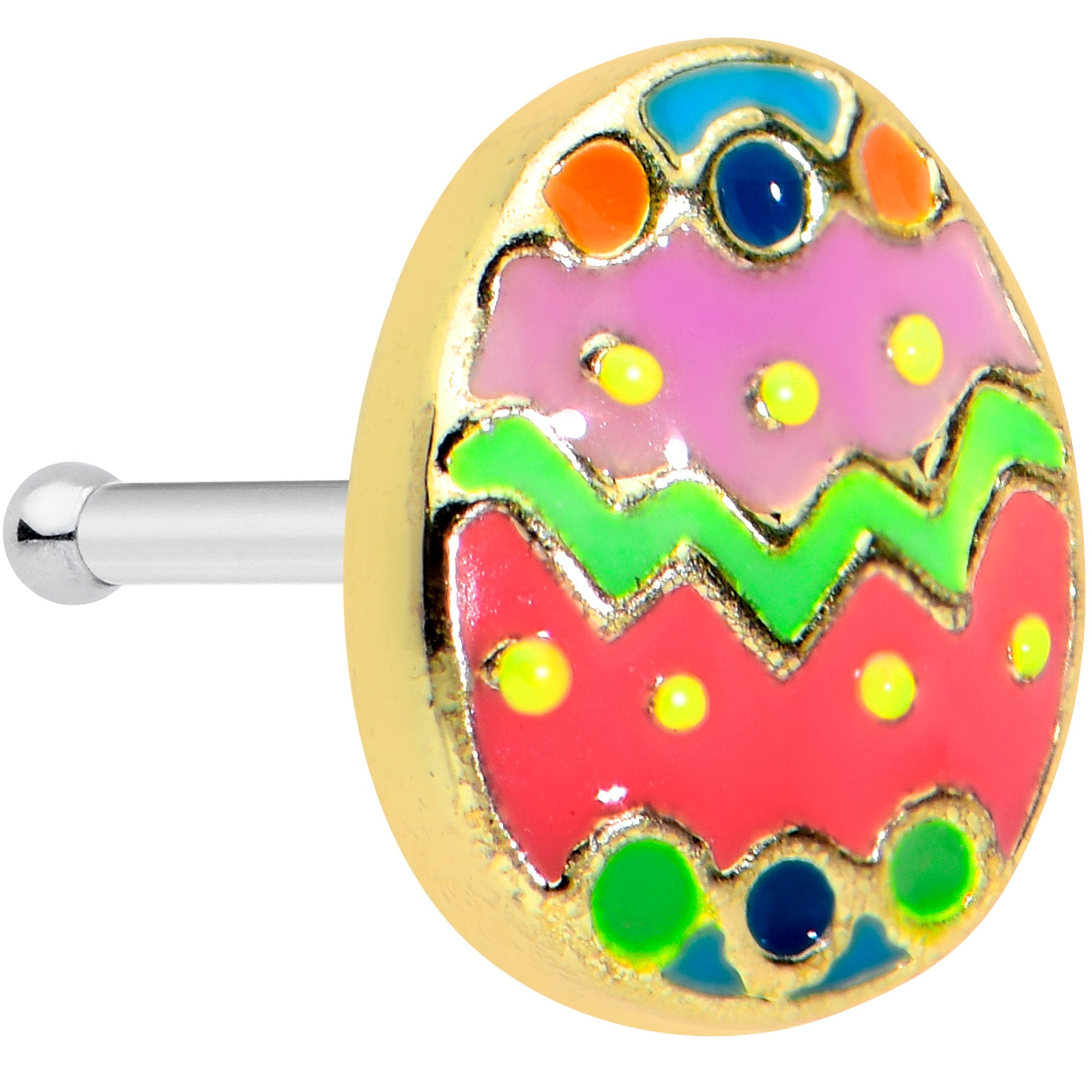 BodyCandy 20G 1/4 Funky Painted Easter Egg Nose Bone — main product shot