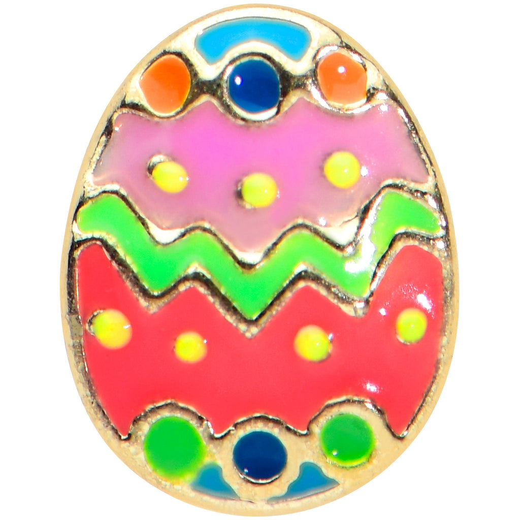 BodyCandy 20G 1/4 Funky Painted Easter Egg Nose Bone — detail close-up