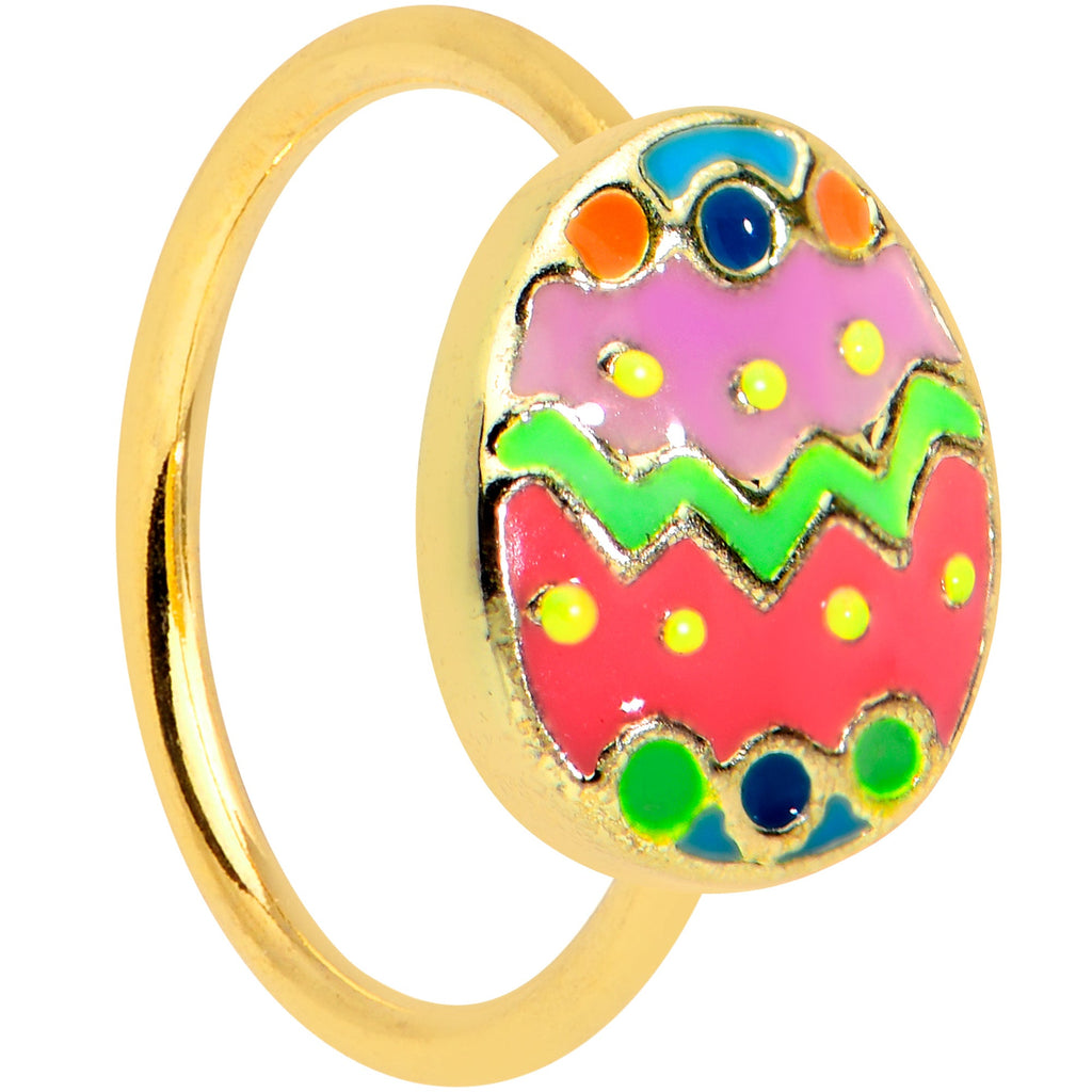 BodyCandy 20G 5/16 Gold Tone Funky Painted Easter Egg Nose Hoop — main product shot