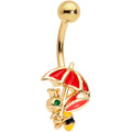 BodyCandy Green Gem Gold Tone Rainy Day Bee Umbrella Belly Ring — main product shot