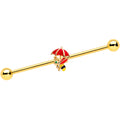 BodyCandy 14G Gold Tone Rainy Day Umbrella Bee Industrial Barbell 38mm — main product shot