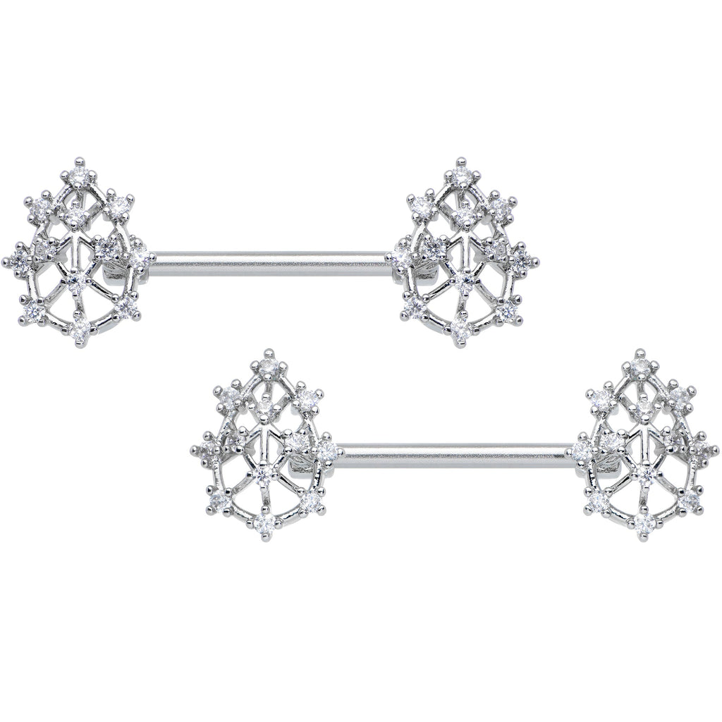 BodyCandy 14G 9/16 Clear CZ Gem Constellation Barbell Nipple Ring Set — main product shot