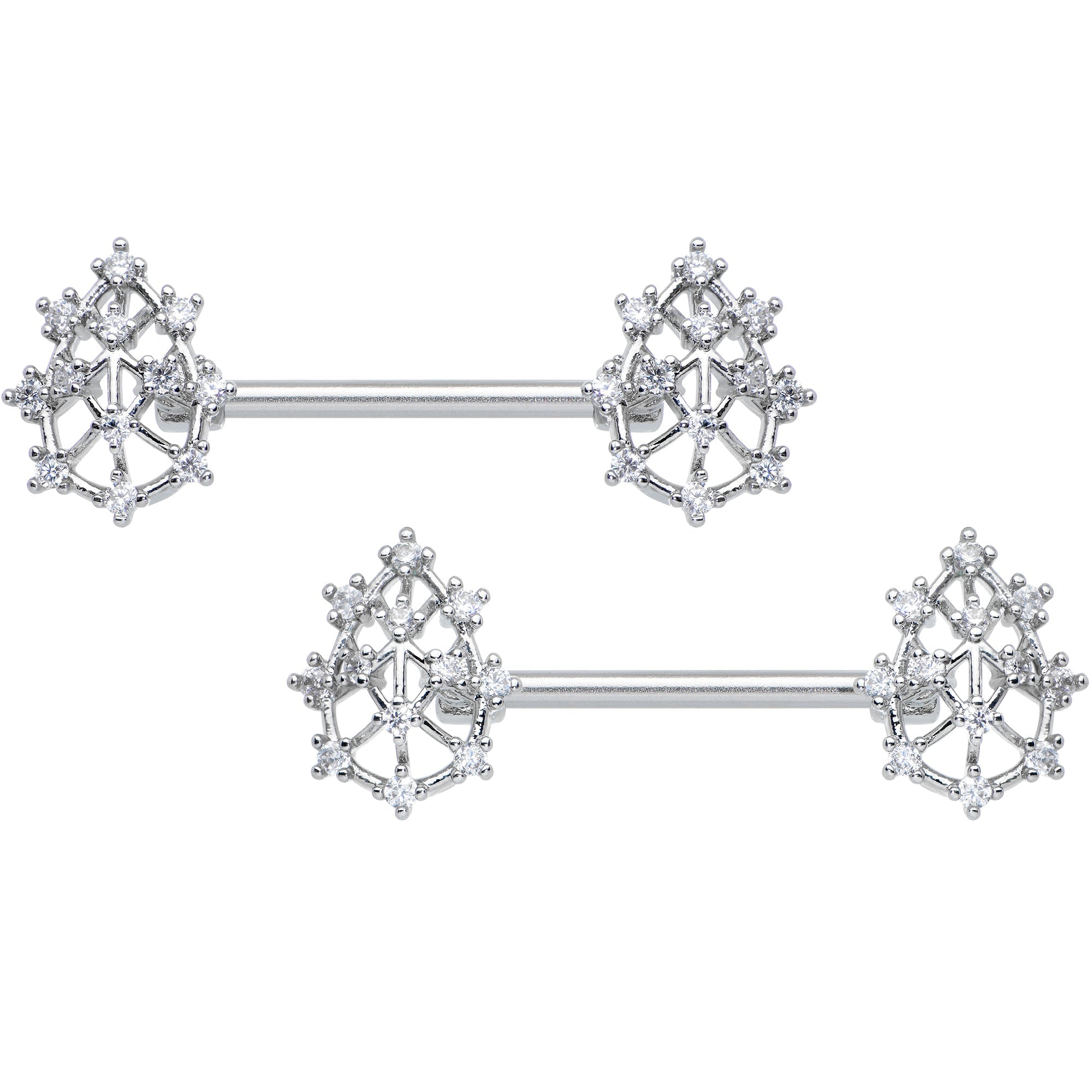 BodyCandy 14G 9/16 Clear CZ Gem Constellation Barbell Nipple Ring Set — main product shot