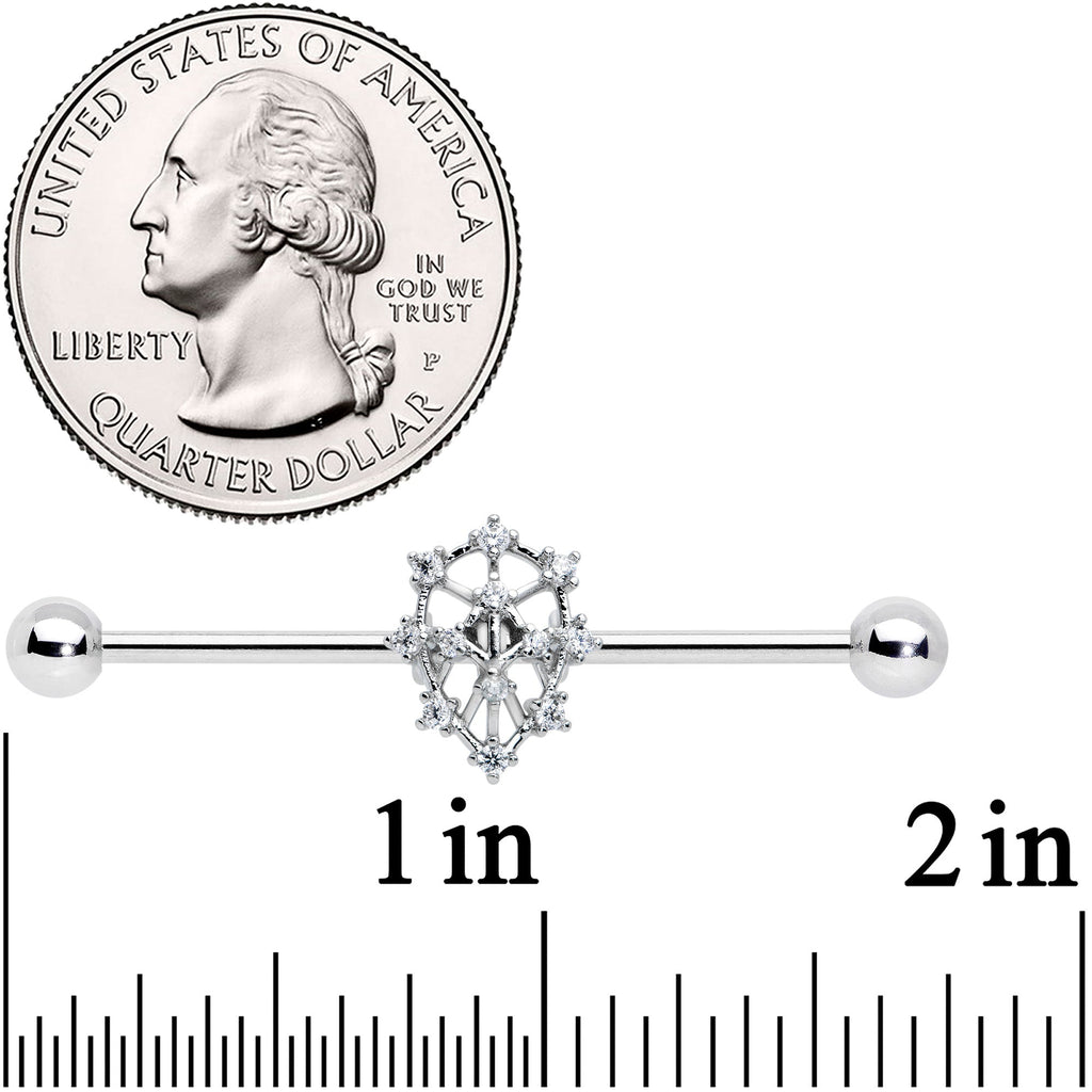 BodyCandy 14G Clear CZ Gem Constellation Industrial Barbell 38mm — detail close-up