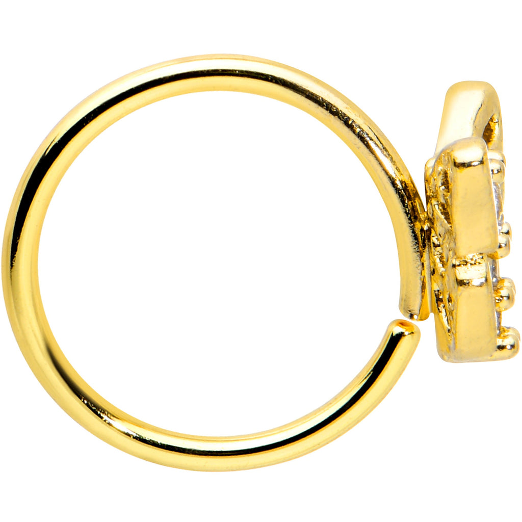 BodyCandy 20G 5/16 Clear CZ Gem Gold Tone Open Butterfly Nose Hoop — lifestyle context