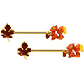 BodyCandy 14G 9/16 Gold Tone Happy Squirrel Autumn Barbell Nipple Ring Set — main product shot