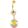 BodyCandy Clear Gem Gold Tone Funky Painted Easter Egg Chick Dangle Belly Ring — main product shot