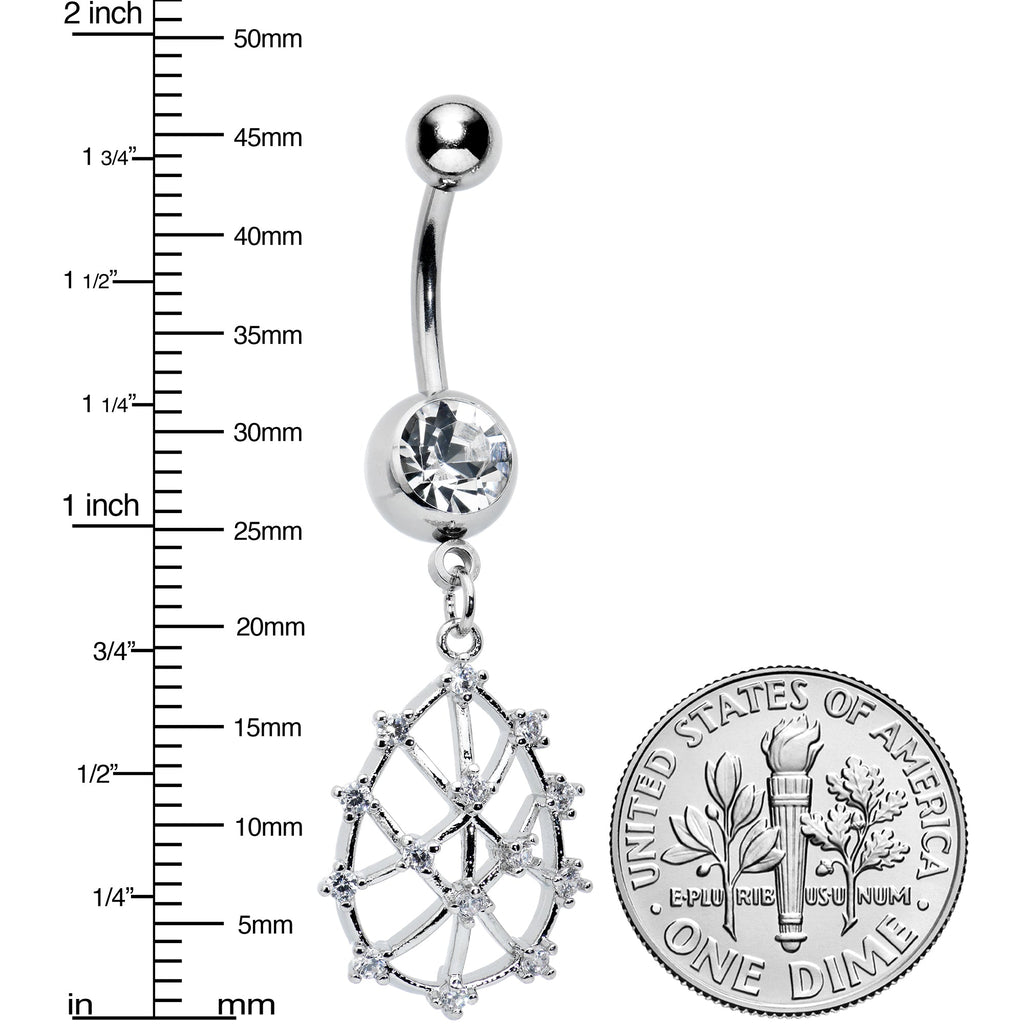 BodyCandy Clear CZ Gem Constellation Dangle Belly Ring — detail close-up